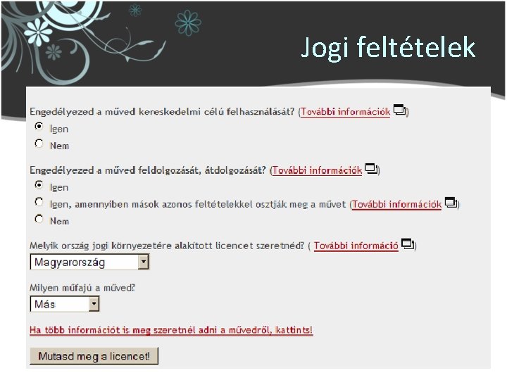 Jogi feltételek 