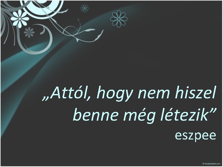 „Attól, hogy nem hiszel benne még létezik” eszpee 