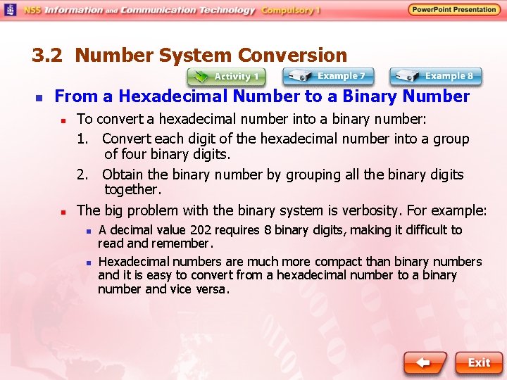 3. 2 Number System Conversion n From a Hexadecimal Number to a Binary Number