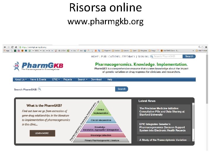 Risorsa online www. pharmgkb. org 