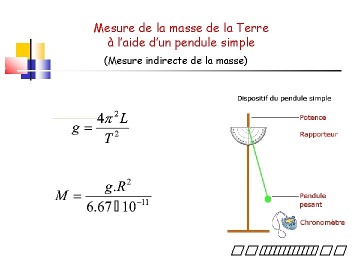 Mesure de la masse de la Terre à l’aide d’un pendule simple (Mesure indirecte