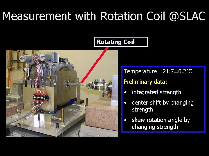 Measurement with Rotation Coil @SLAC Rotating Coil Temperature 21. 7± 0. 2 C. Preliminary
