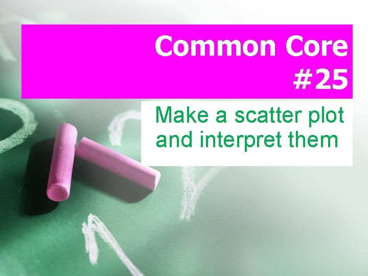 Common Core #25 Make a scatter plot and interpret them 