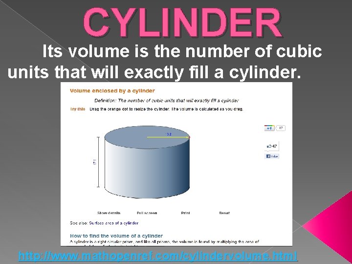 Cube Rectangular Prism Cylinder CUBE The volume of