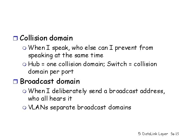 r Collision domain m When I speak, who else can I prevent from speaking