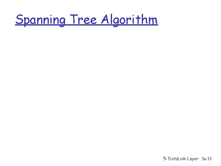 Spanning Tree Algorithm 5: Data. Link Layer 5 a-33 