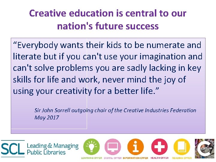 Creative education is central to our nation's future success “Everybody wants their kids to