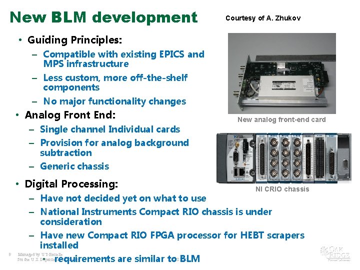 New BLM development Courtesy of A. Zhukov • Guiding Principles: – Compatible with existing