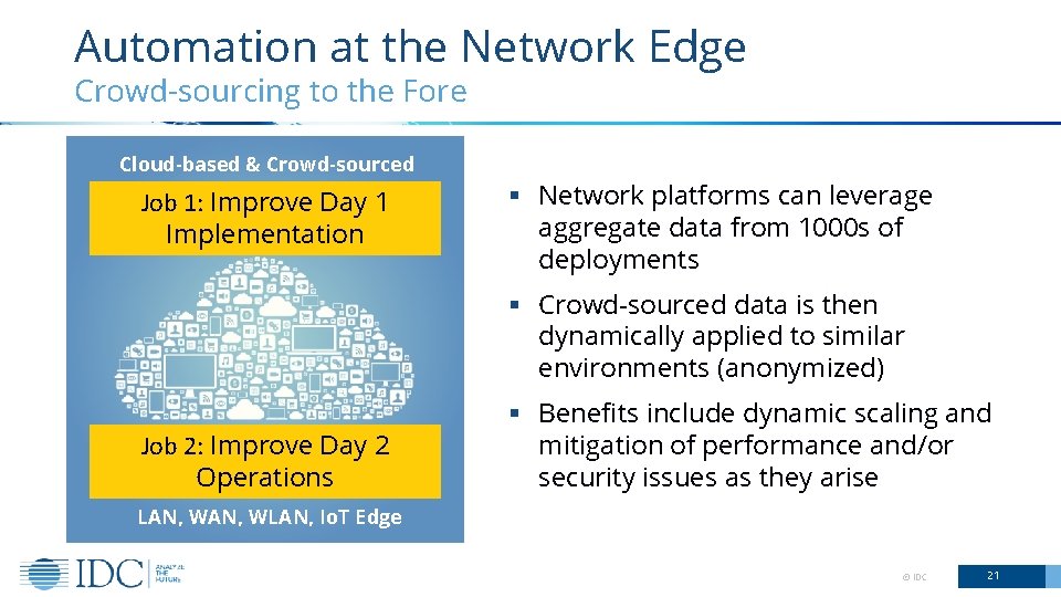 Automation at the Network Edge Crowd-sourcing to the Fore Cloud-based & Crowd-sourced Job 1: