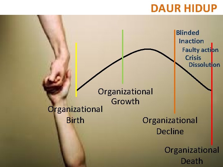 DAUR HIDUP Blinded Inaction Faulty action Crisis Dissolution Organizational Growth Organizational Birth Organizational Decline