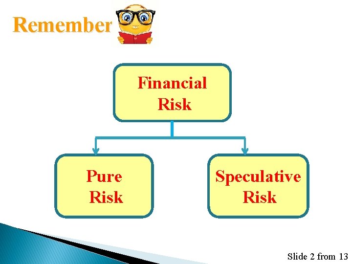 Remember Financial Risk Pure Risk Speculative Risk Slide 2 from 13 