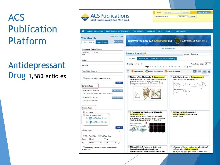 ACS Publication Platform Antidepressant Drug 1, 580 articles 