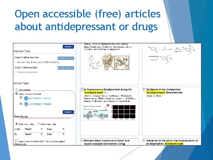 Open accessible (free) articles about antidepressant or drugs 