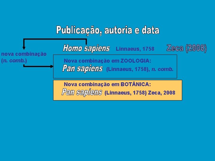 nova combinação (n. comb. ) Linnaeus, 1758 Nova combinação em ZOOLOGIA: (Linnaeus, 1758), n.