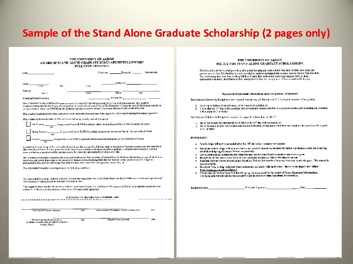 Sample of the Stand Alone Graduate Scholarship (2 pages only) 