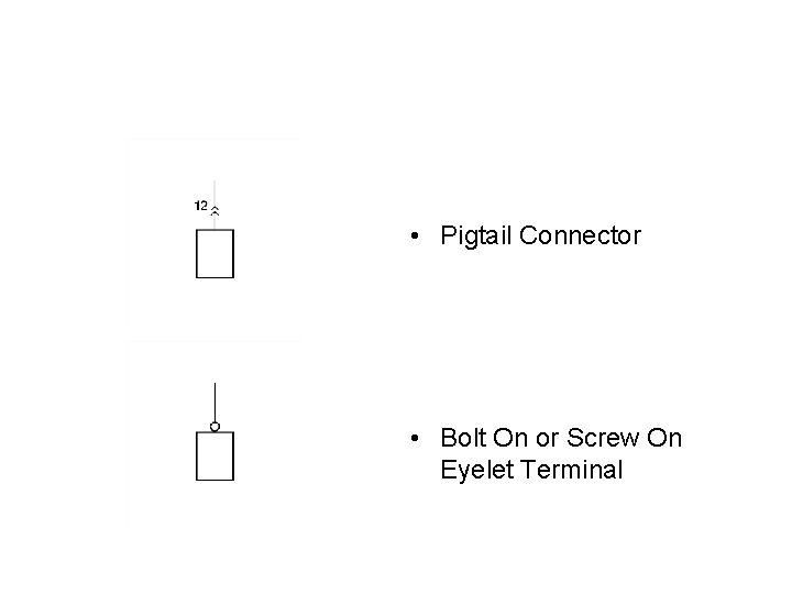  • Pigtail Connector • Bolt On or Screw On Eyelet Terminal 