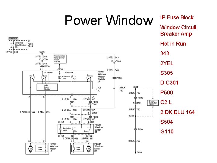 Power Window IP Fuse Block Window Circuit Breaker Amp Hot in Run 343 2