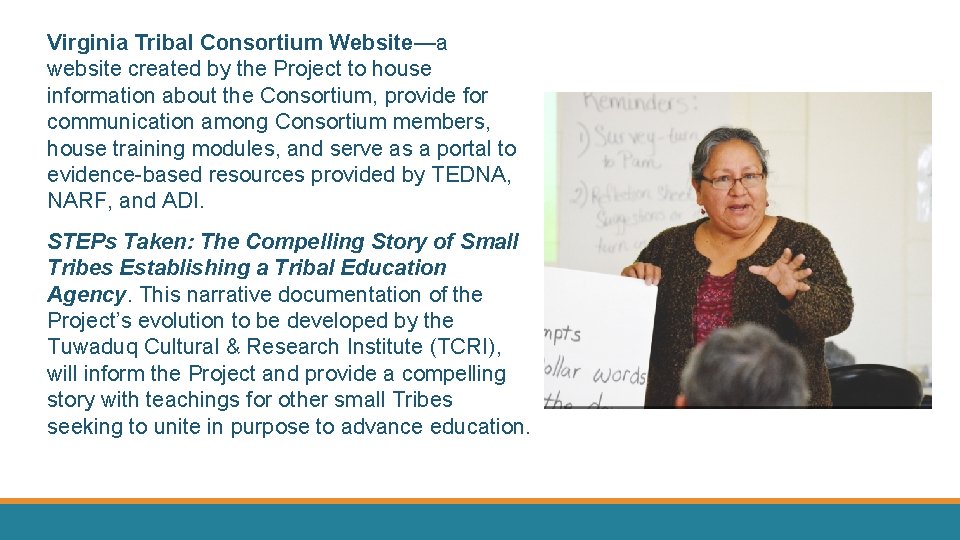 Virginia Tribal Consortium Website—a website created by the Project to house information about the