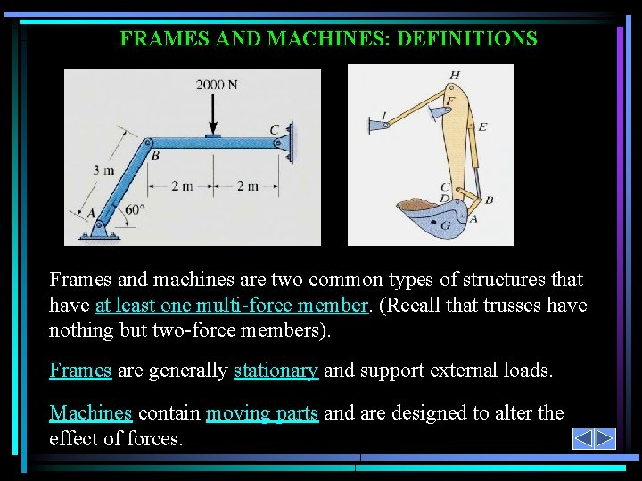 FRAMES AND MACHINES: DEFINITIONS Frames and machines are two common types of structures that