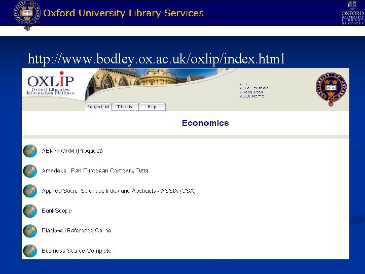 http: //www. bodley. ox. ac. uk/oxlip/index. html 