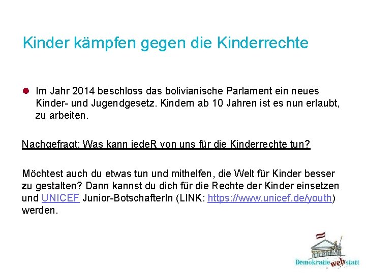 Kinder kämpfen gegen die Kinderrechte l Im Jahr 2014 beschloss das bolivianische Parlament ein