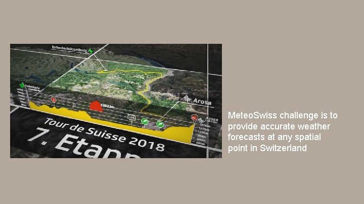 Meteo. Swiss challenge is to provide accurate weather forecasts at any spatial point in
