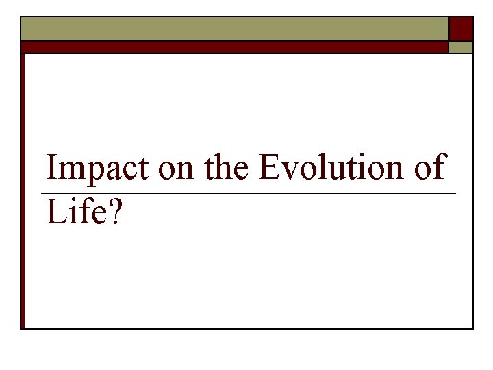 Impact on the Evolution of Life? 