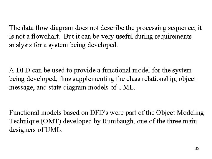 The data flow diagram does not describe the processing sequence; it is not a