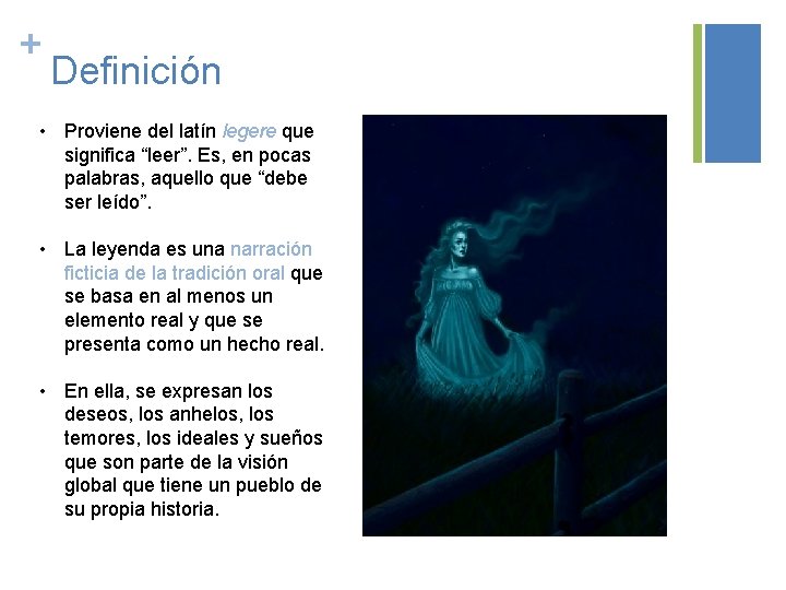 + Definición • Proviene del latín legere que significa “leer”. Es, en pocas palabras,