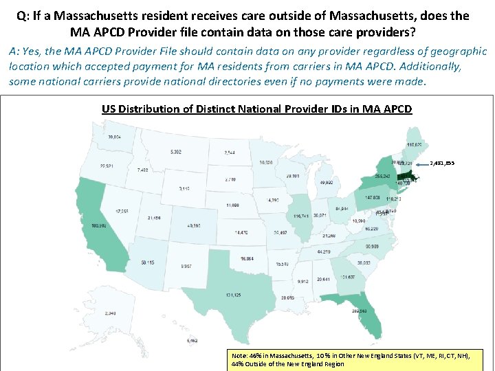 Q: If a Massachusetts resident receives care outside of Massachusetts, does the MA APCD