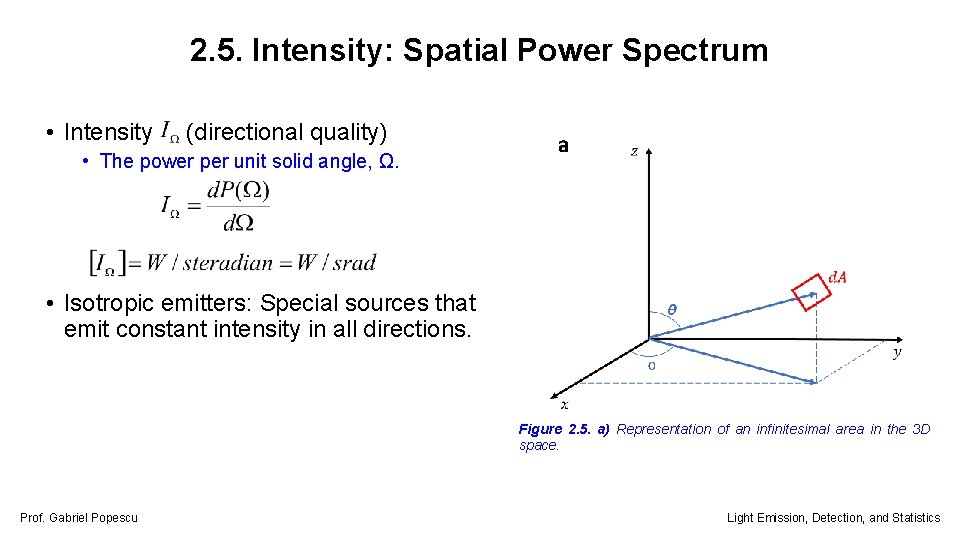 2. 5. Intensity: Spatial Power Spectrum • Intensity (directional quality) • The power per