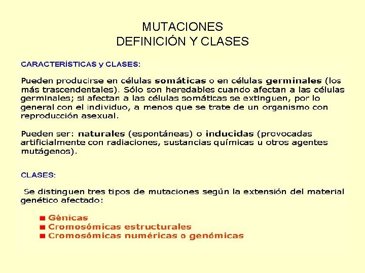 MUTACIONES DEFINICIÓN Y CLASES 