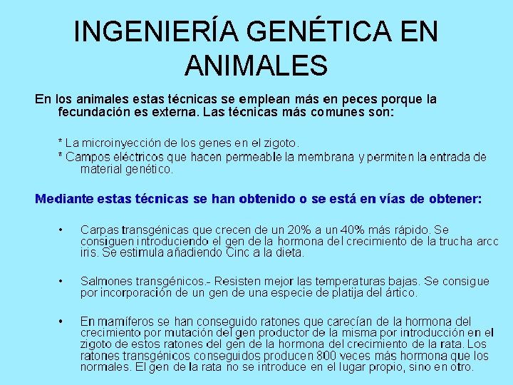 INGENIERÍA GENÉTICA EN ANIMALES 