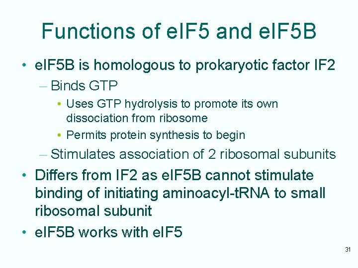 Functions of e. IF 5 and e. IF 5 B • e. IF 5