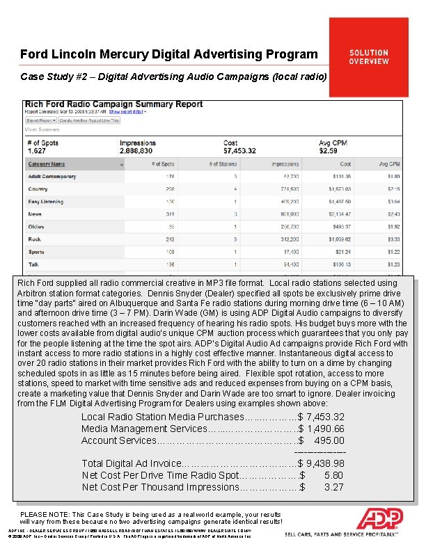 Ford Lincoln Mercury Digital Advertising Program Case Study #2 – Digital Advertising Audio Campaigns