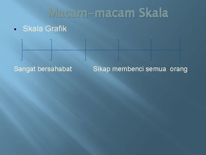 Macam-macam Skala § Skala Grafik Sangat bersahabat Sikap membenci semua orang 