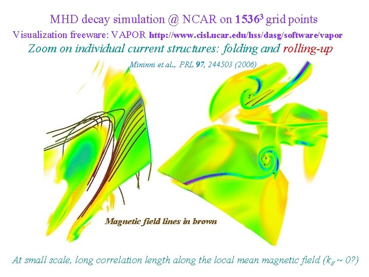 MHD decay simulation @ NCAR on 15363 grid points Visualization freeware: VAPOR http: //www.