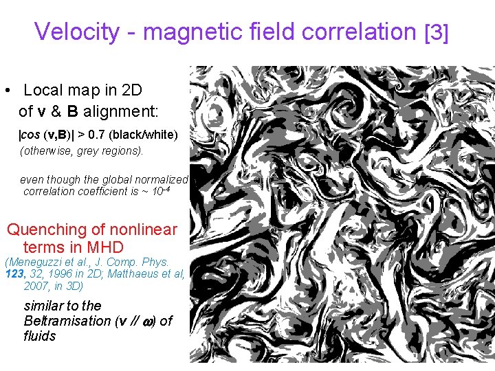 Velocity - magnetic field correlation [3] • Local map in 2 D of v