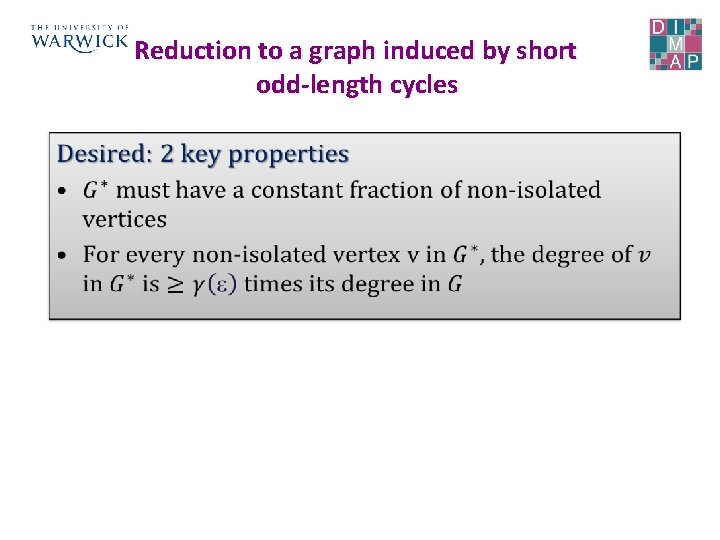 Reduction to a graph induced by short odd-length cycles • 