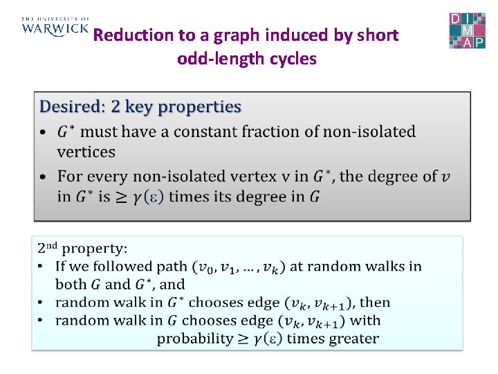Reduction to a graph induced by short odd-length cycles • 