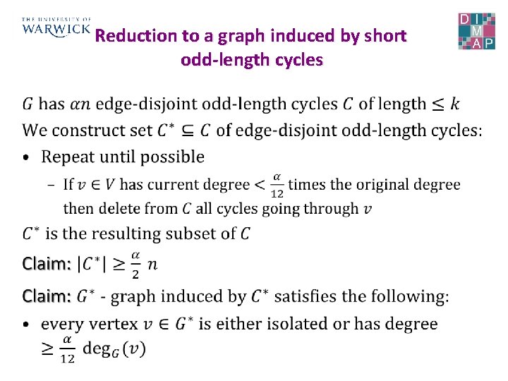 Reduction to a graph induced by short odd-length cycles • 