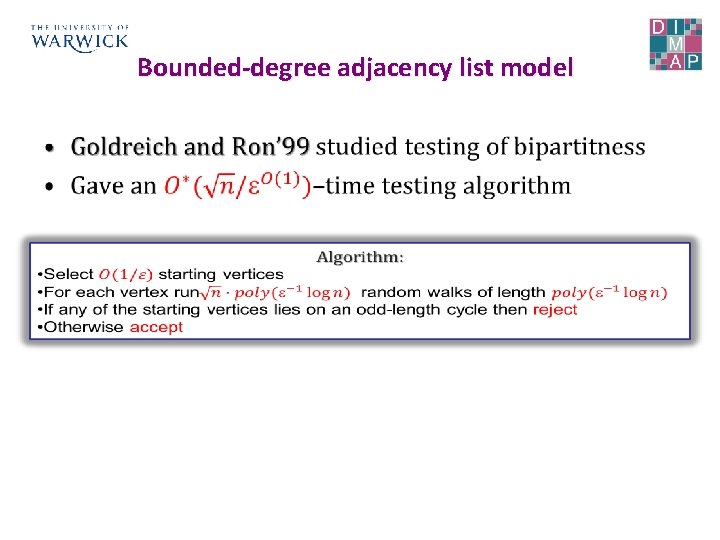 Bounded-degree adjacency list model • 