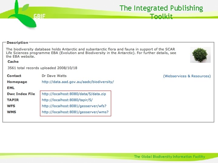 The Integrated Publishing Toolkit The Global Biodiversity Information Facility 