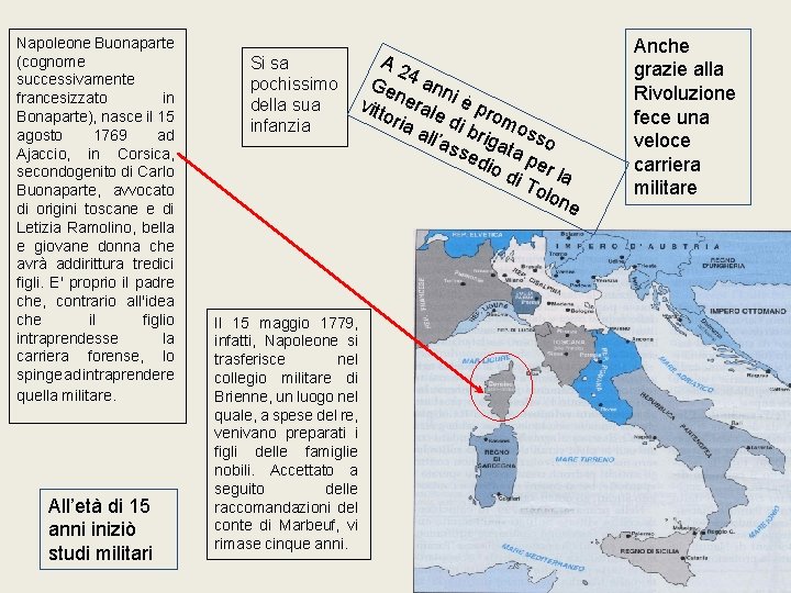 Napoleone Buonaparte (cognome successivamente francesizzato in Bonaparte), nasce il 15 agosto 1769 ad Ajaccio,