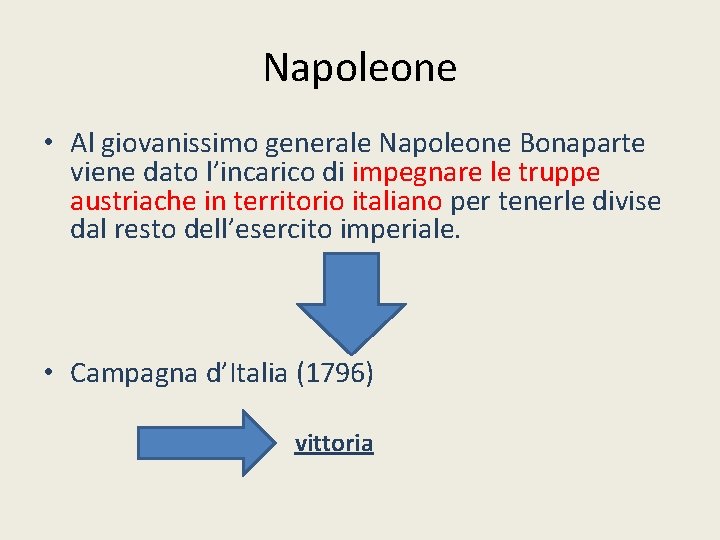 Napoleone • Al giovanissimo generale Napoleone Bonaparte viene dato l’incarico di impegnare le truppe