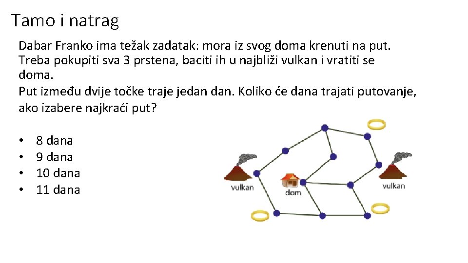 Tamo i natrag Dabar Franko ima težak zadatak: mora iz svog doma krenuti na