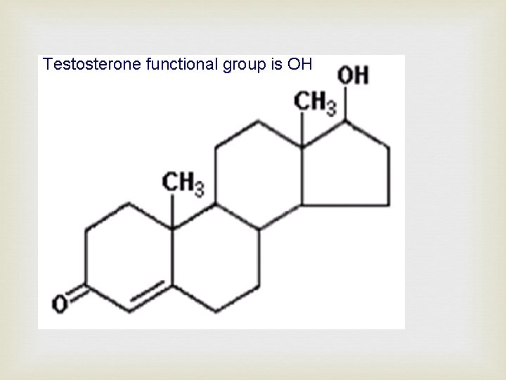 Testosterone functional group is OH 