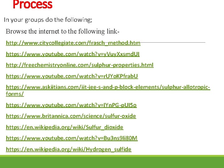 Process In your groups do the following; Browse the internet to the following linkhttp: