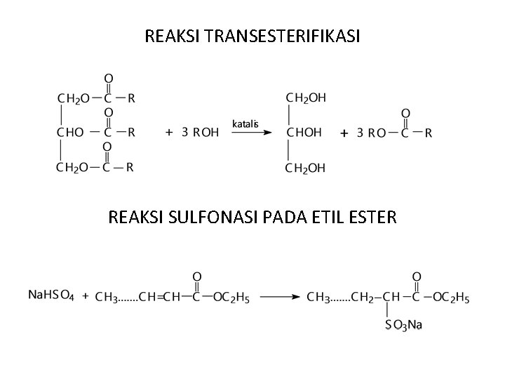 REAKSI TRANSESTERIFIKASI REAKSI SULFONASI PADA ETIL ESTER 