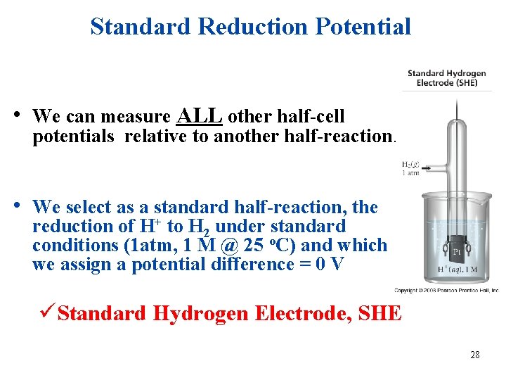 Standard Reduction Potential • We can measure ALL other half-cell potentials relative to another